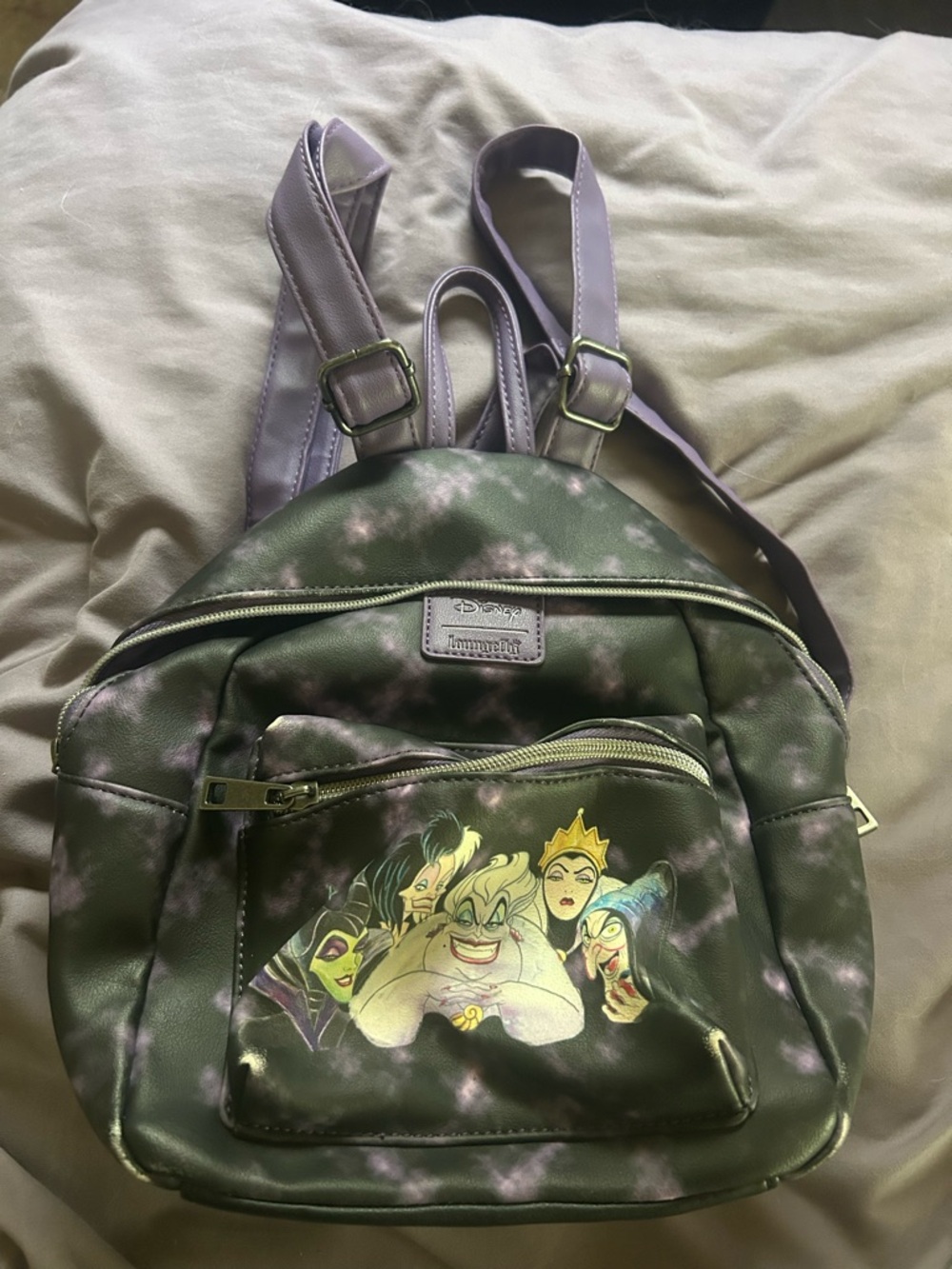 Loungefly Disney Villains Mini Backpack in Olive Green and Lavender
